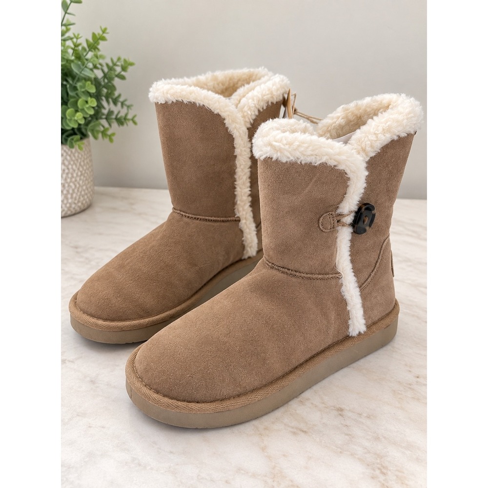 American Eagle Outfitters Womens Tan Suede Faux Fur Lined Boots Size 9 Brand New